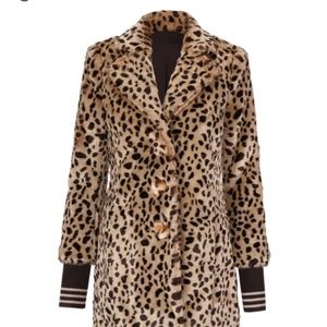 CABI "Josephine" Faux Fur Leopard Print Coat Like New